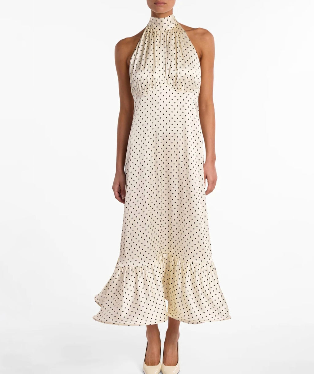 Midikjole med polkaprikker