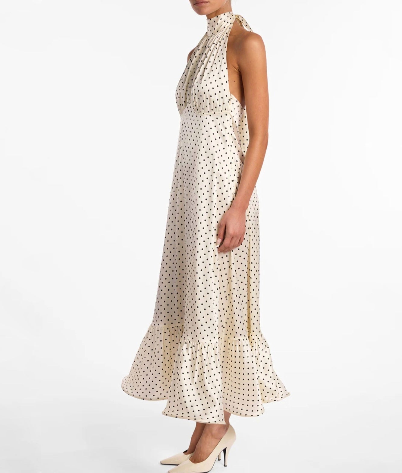 Midikjole med polkaprikker