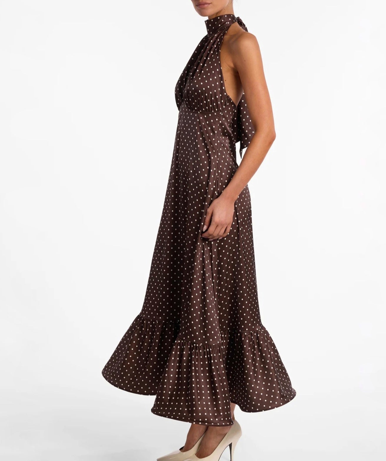 Midikjole med polkaprikker