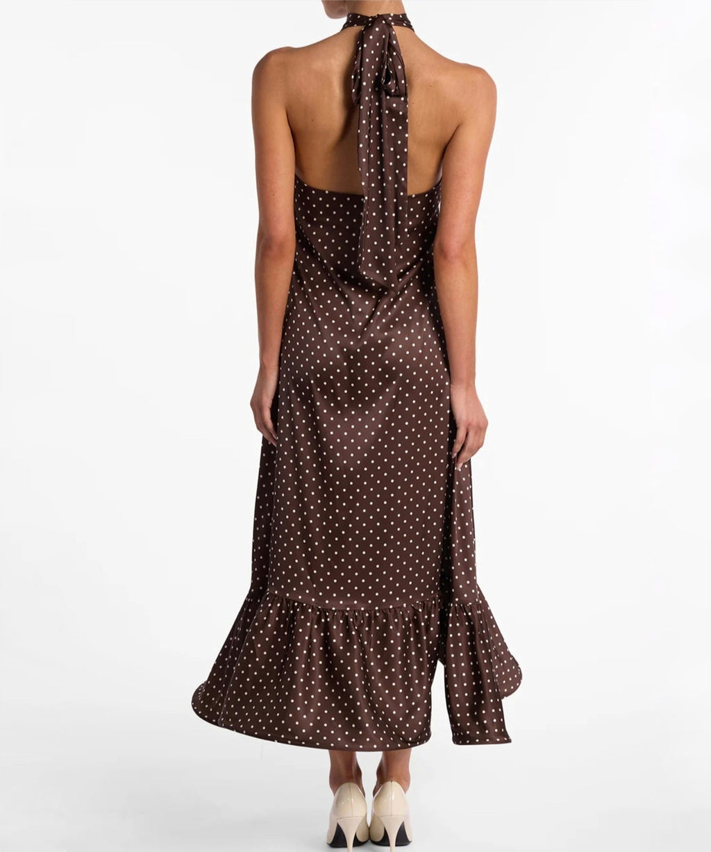 Midikjole med polkaprikker