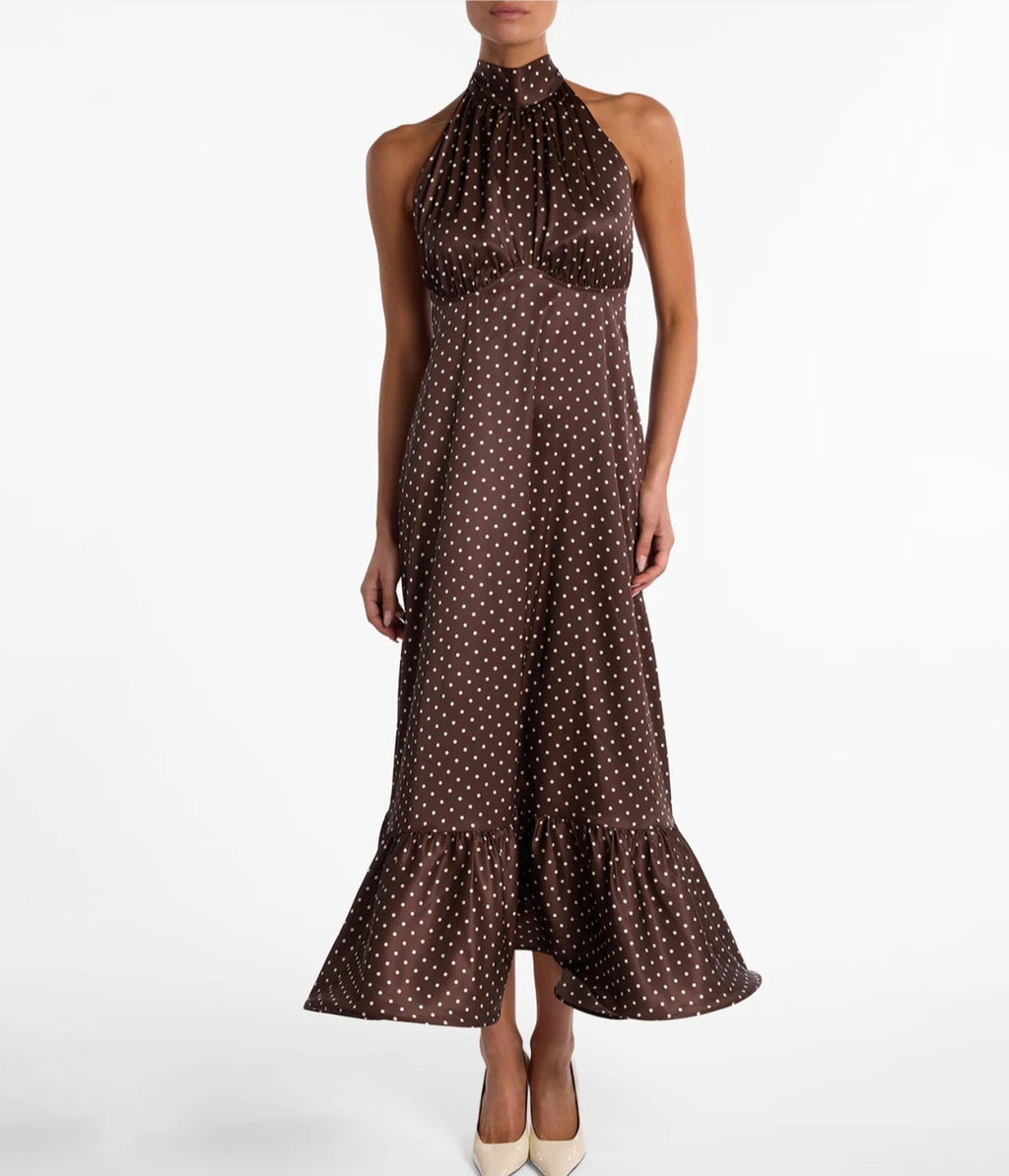 Midikjole med polkaprikker